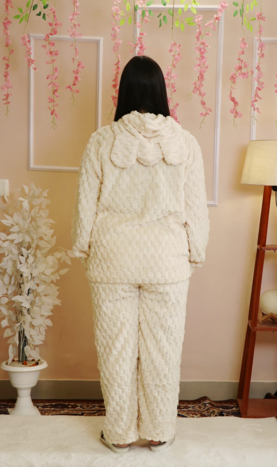 ✨ Cream Plush Teddy Hood Winter Co-ord Set ✨