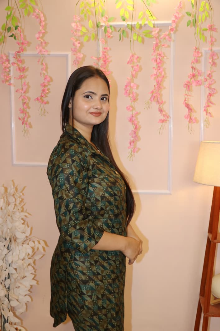 “Geometric Print Green Co-Ord Set – Effortless Style & Everyday Comfort”