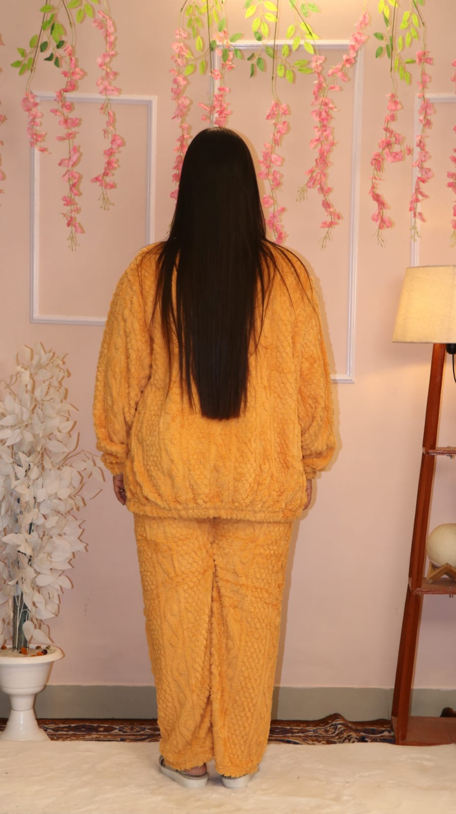 Cozy Mustard Plush Winter Co-Ord Set