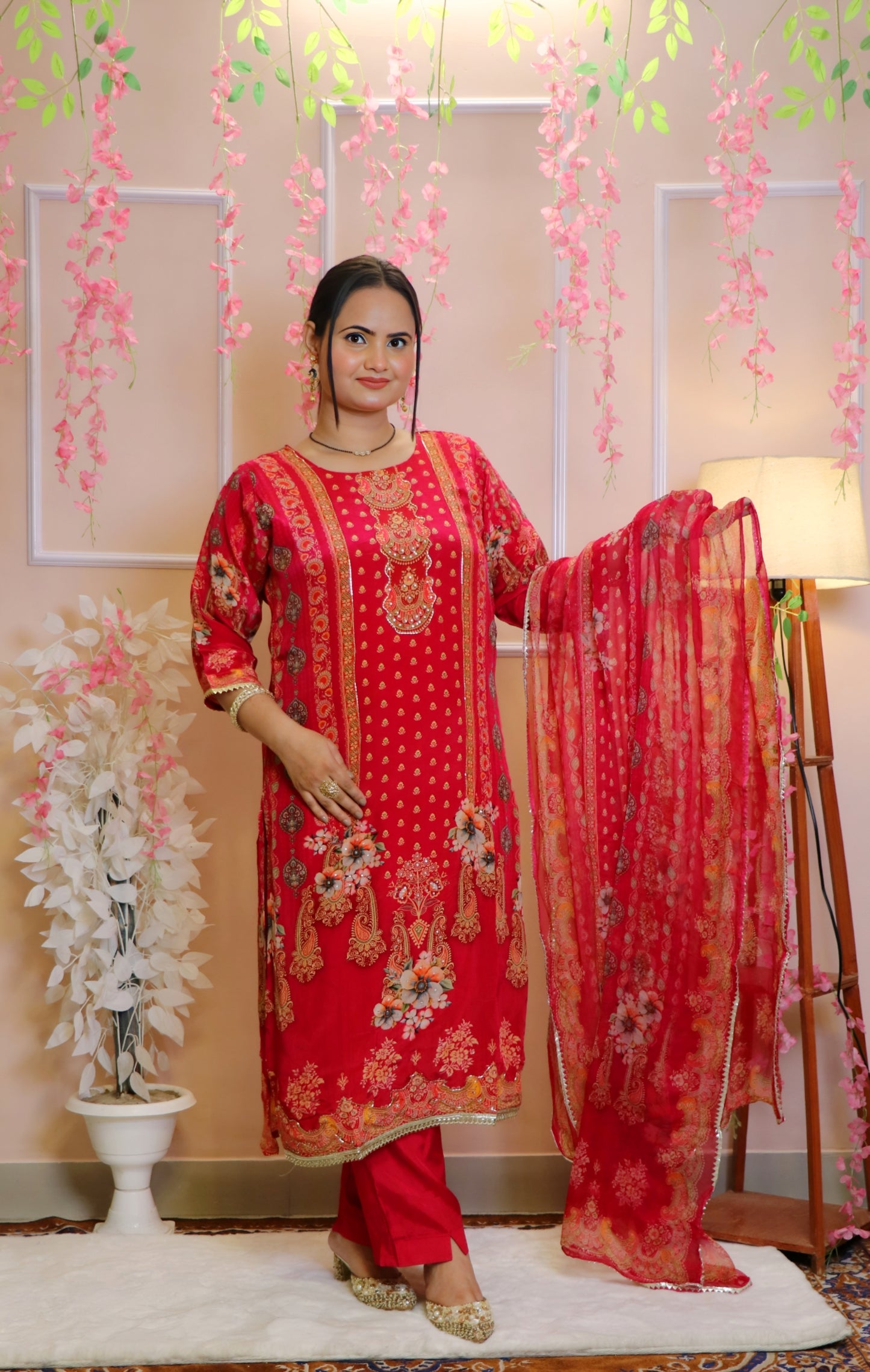 Vibrant Pink All-Over Printed Kurta Set
