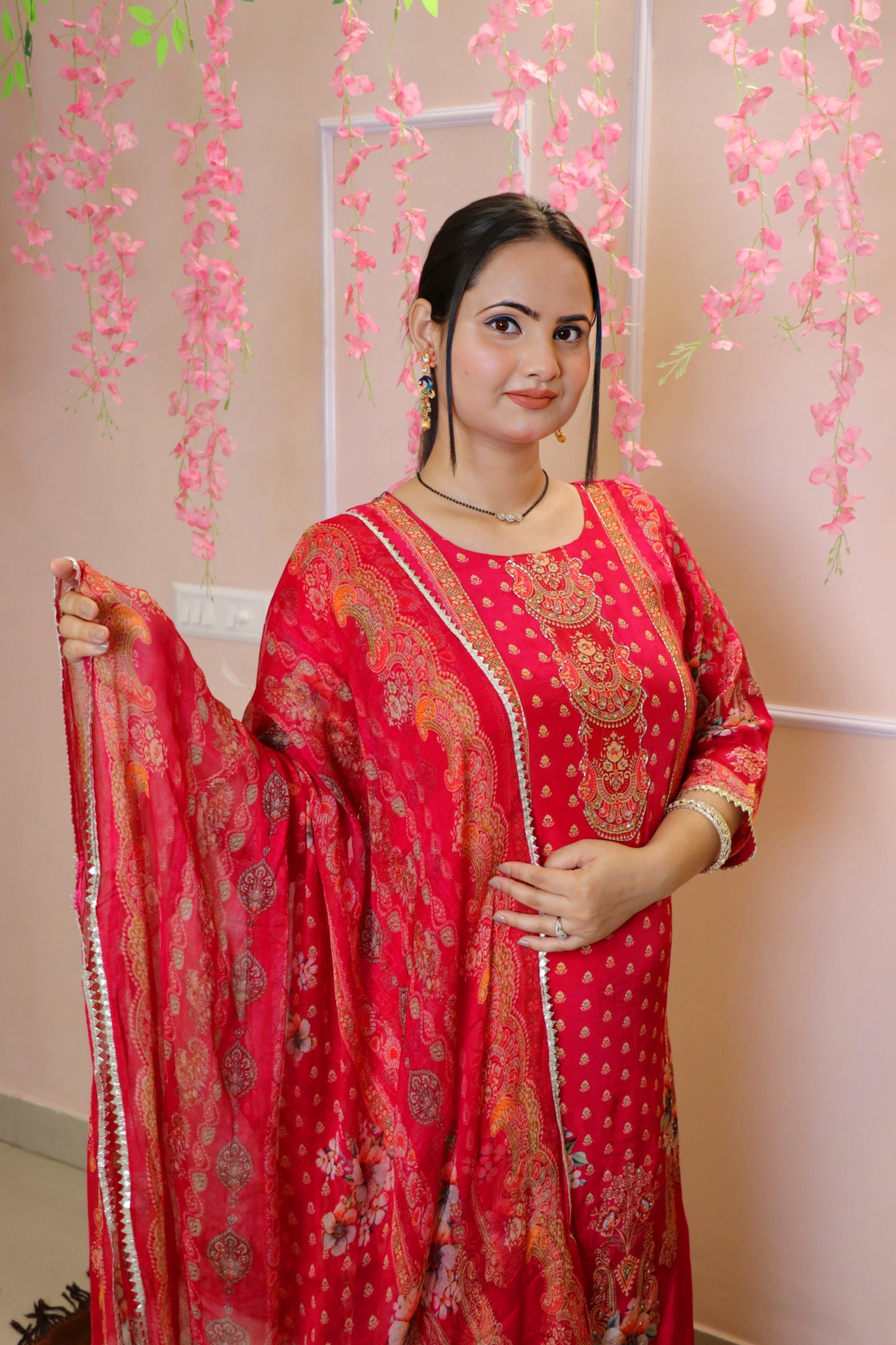 Vibrant Pink All-Over Printed Kurta Set