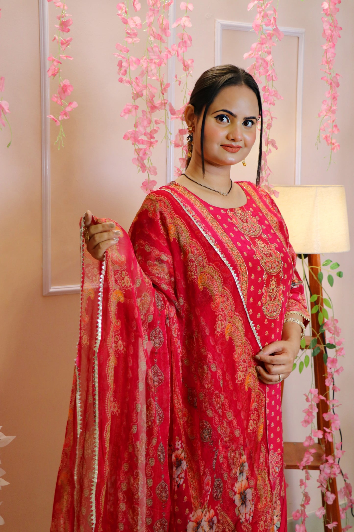 Vibrant Pink All-Over Printed Kurta Set