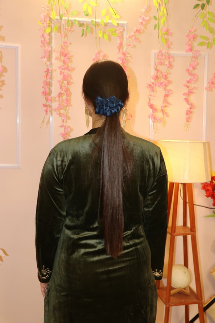 “Olive Green Velvet Embroidered Co-Ord Set – Royal Winter Festive Wear”