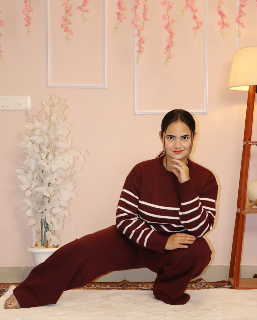 “Maroon Knitted Winter Co-Ord Set – Warm, Stylish & Everyday Cozy”