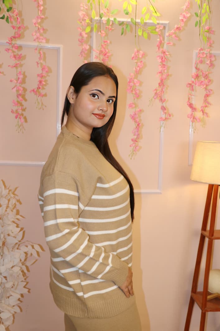 Warm Beige Knitted Winter Co-Ord Set – Soft, Stylish & Ultra-Comfy”