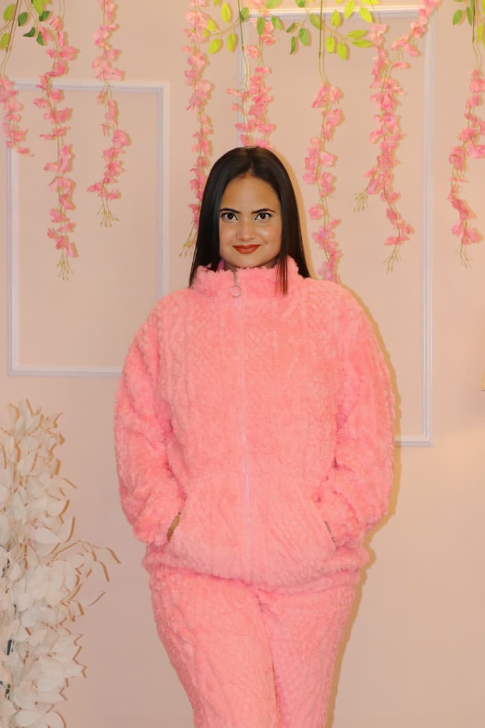 “Pink Fluffy Winter Co-ord Set – Ultra Soft, Warm & Cozy Loungewear”