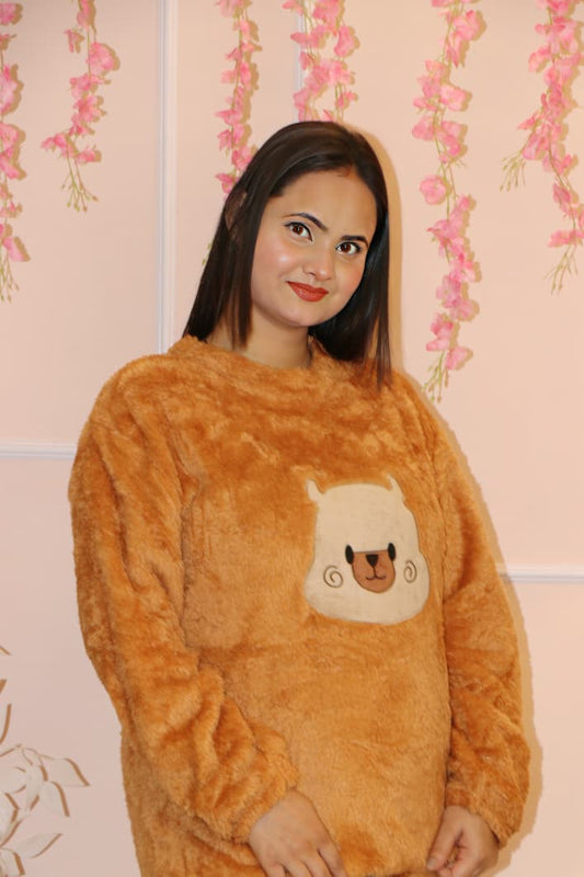 🧸 Cozy Teddy Brown Winter Co-Ord Set