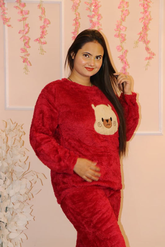 ❤️ Cozy Red Teddy Winter Co-ord Set