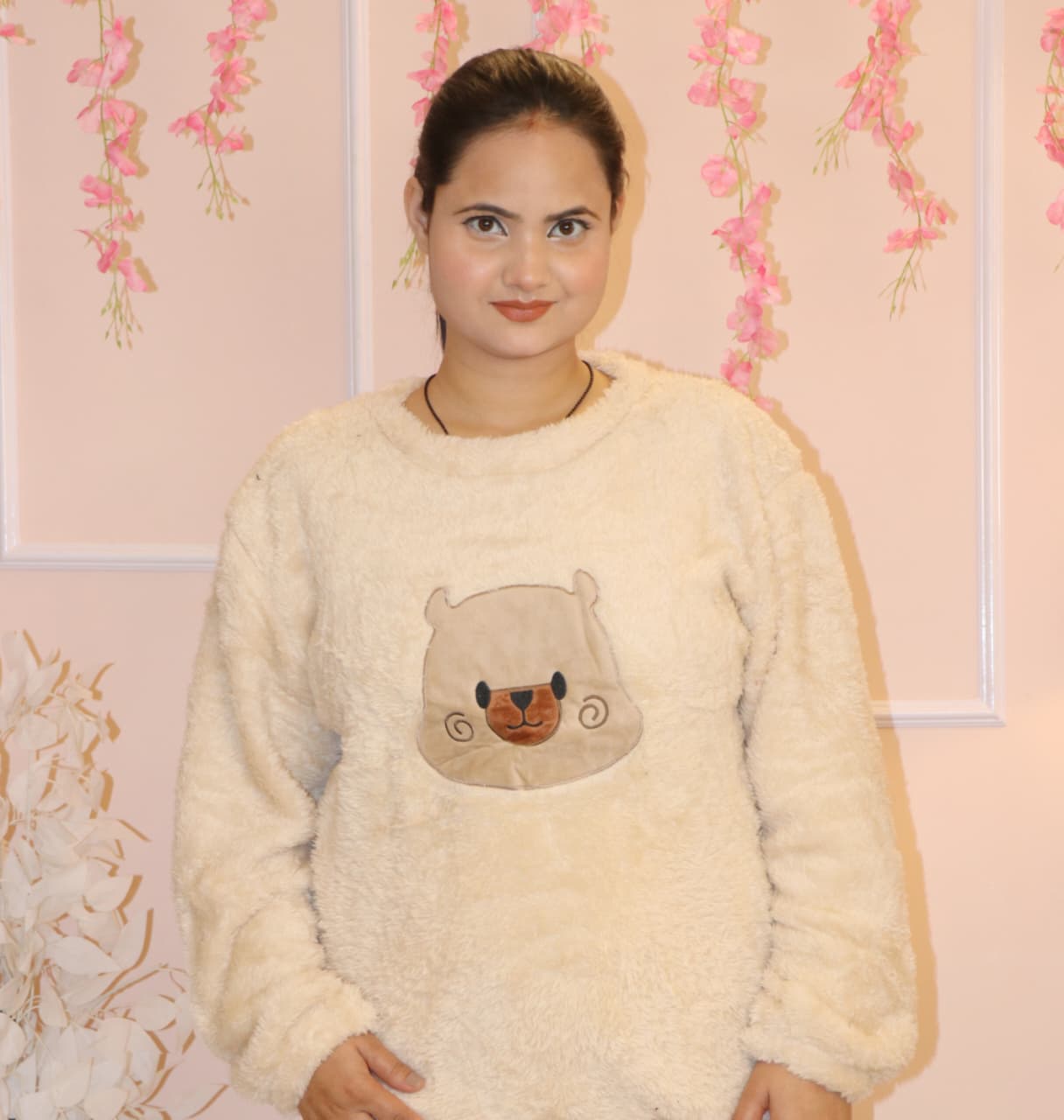 ✨ Cozy Teddy Plush Winter Co-ord Set – Cream Beige ✨