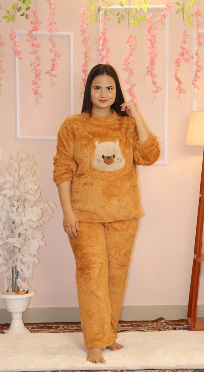 🧸 Cozy Teddy Brown Winter Co-Ord Set