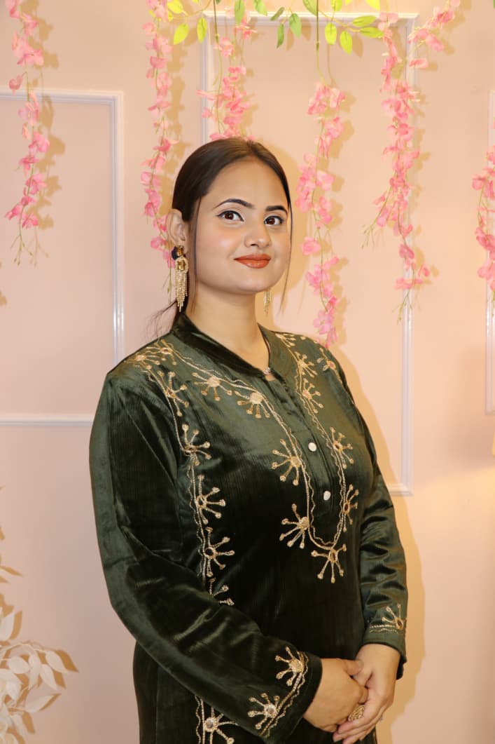 “Olive Green Velvet Embroidered Co-Ord Set – Royal Winter Festive Wear”