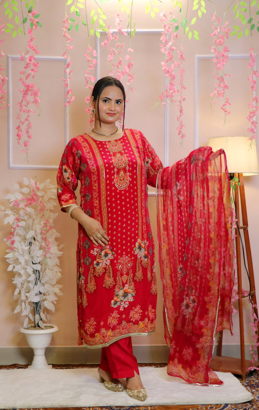 Vibrant Pink All-Over Printed Kurta Set