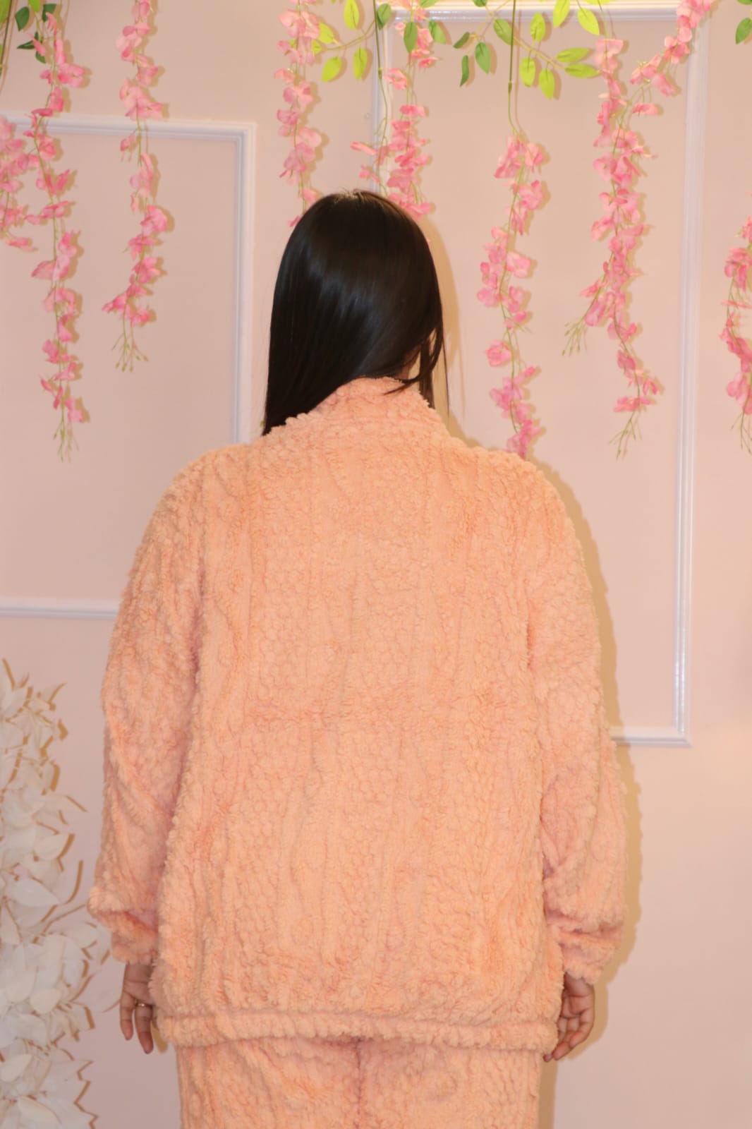 Peach Plush Fleece Super-Soft Winter Co-ord Set | Ultra Warm & Cozy Loungewear