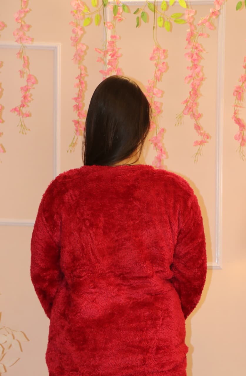 ❤️ Cozy Red Teddy Winter Co-ord Set